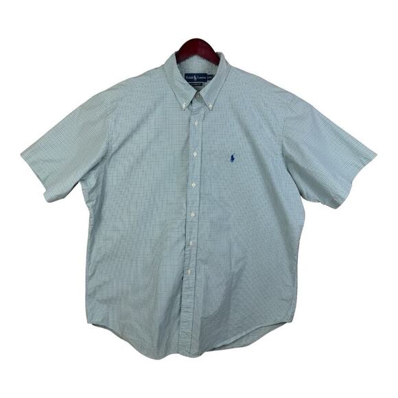 Ralph Lauren Mens 2XL Classic Fit Green Blue Short Sleeve Button Down Shirt - Picture 2 of 13